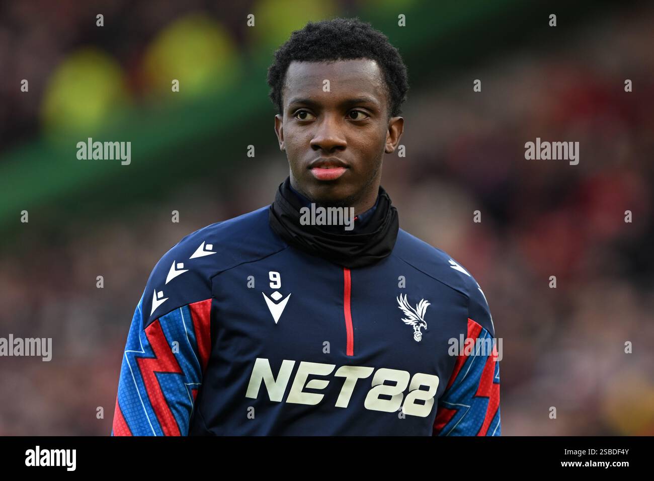 Crystal Palace Eddie Nketiah (9)warms up ahead of the Manchester United FC v Crystal Palace FC English Premier League match at Old Trafford, Manchester, England, United Kingdom on 2 February 2025 Credit: Cody Froggatt/Every Second Media Credit: Every Second Media/Alamy Live News Stock Photo