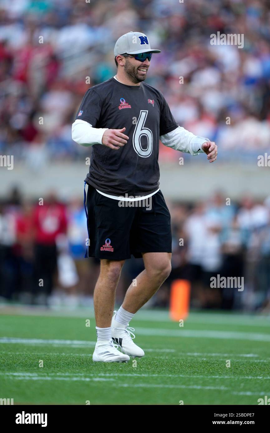NFC quarterback Baker Mayfield (6), of the Tampa Bay Buccaneers
