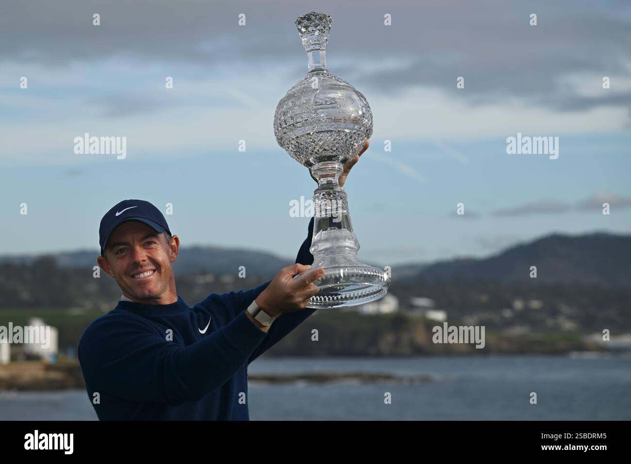 Rory McIlroy, of Northern Ireland, celebrates at Pebble Beach Golf