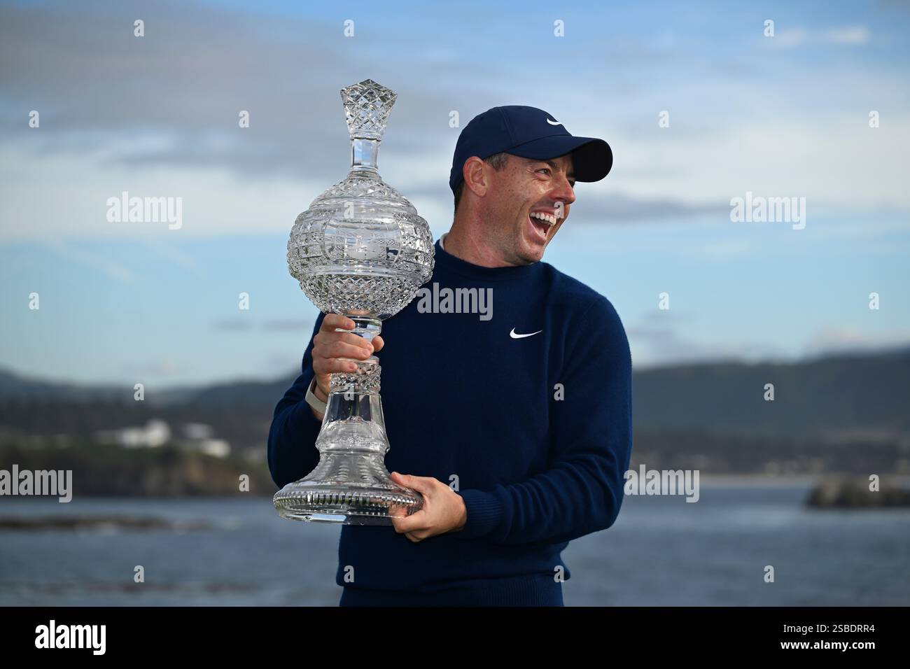 Rory McIlroy, of Northern Ireland, celebrates at Pebble Beach Golf