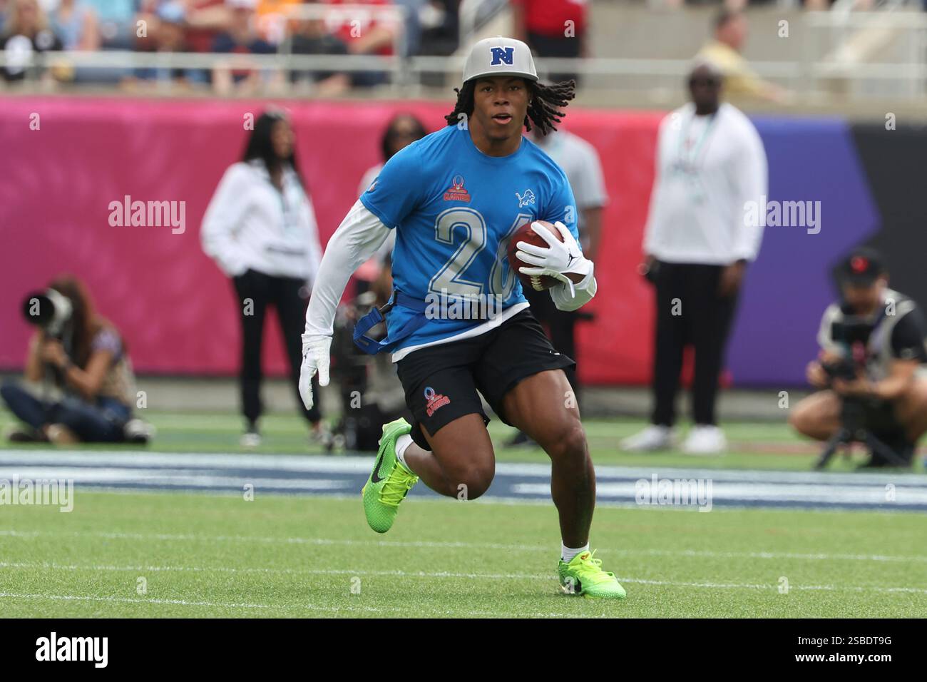 Detroit Lions Jahmyr Gibbs runs during the NFL Pro Bowl Game on Sunday