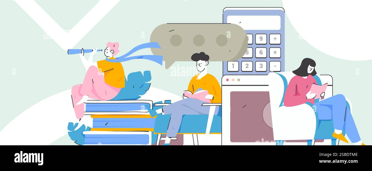 Learning Human Vector Education and learning people flat vector concept hand drawn ...