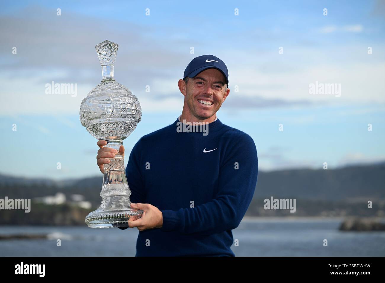 Rory McIlroy, of Northern Ireland, celebrates at Pebble Beach Golf
