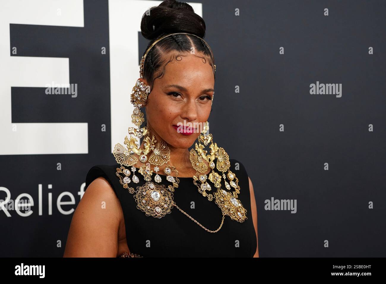 Alicia Keys arrives at the 67th annual Grammy Awards on Sunday, Feb. 2