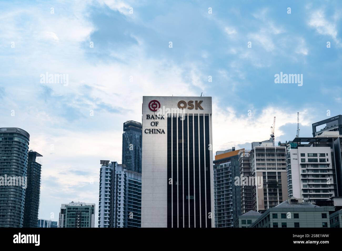Kuala Lumpur, Malaysia - 09.13.2023: Bank Of China building. Bank of China, BOC, with logo. BOC is one of the big four state-owned commercial banks of China. Stock Photo