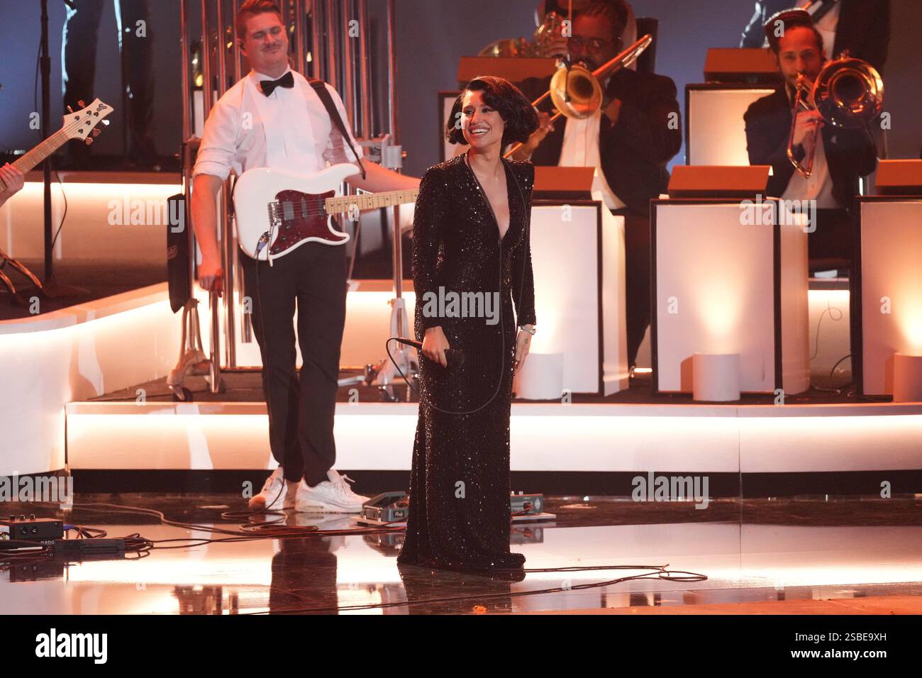 Raye performs "Oscar Winning Tears" during the 67th annual Grammy Awards on Sunday, Feb. 2, 2025
