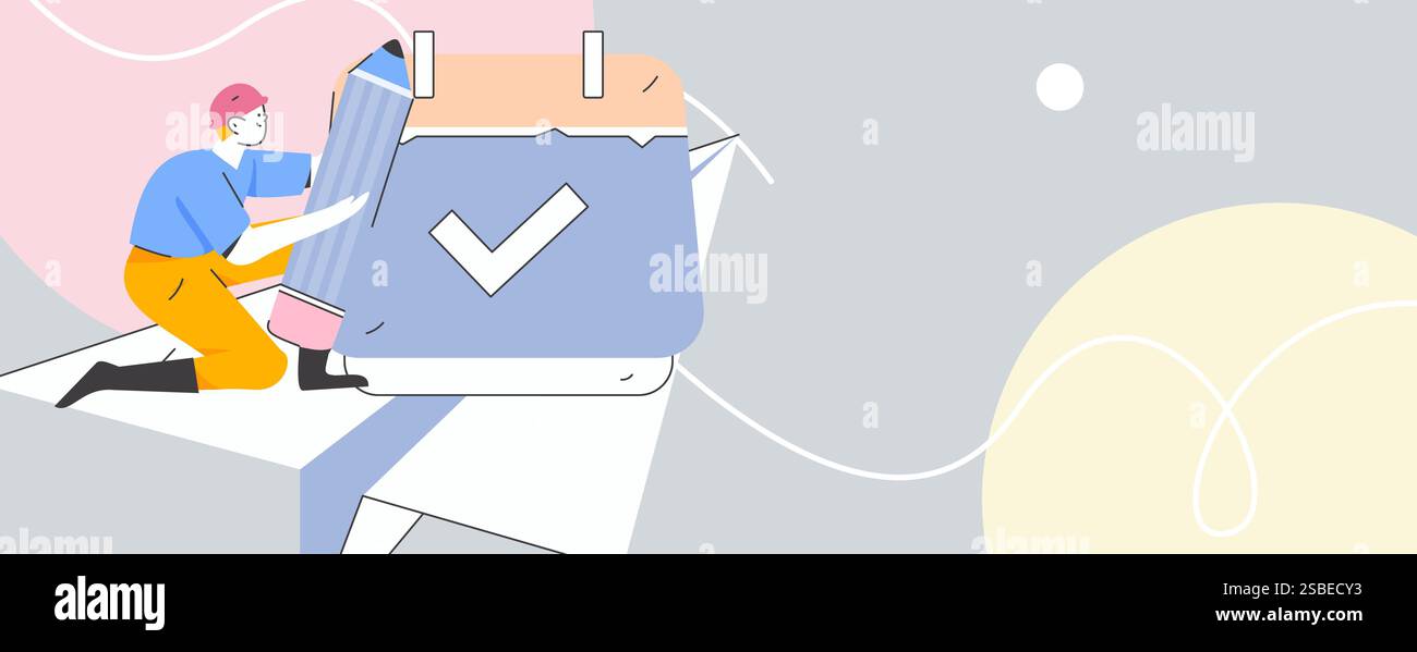 Check-in character flat vector concept operation hand-drawn ...