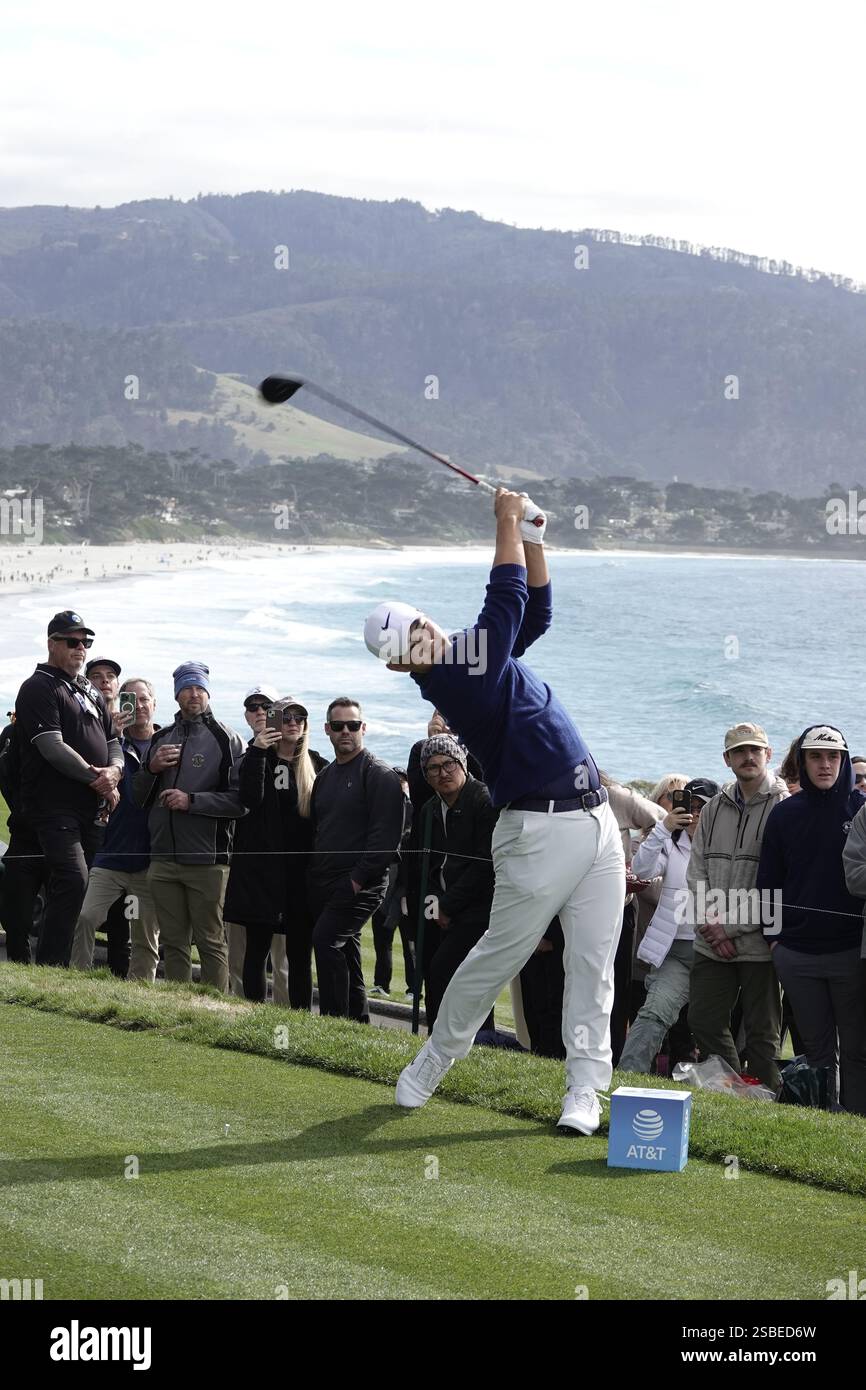 Pebble Beach, California, USA February 2nd, 2025 Tom Kim drives on 14