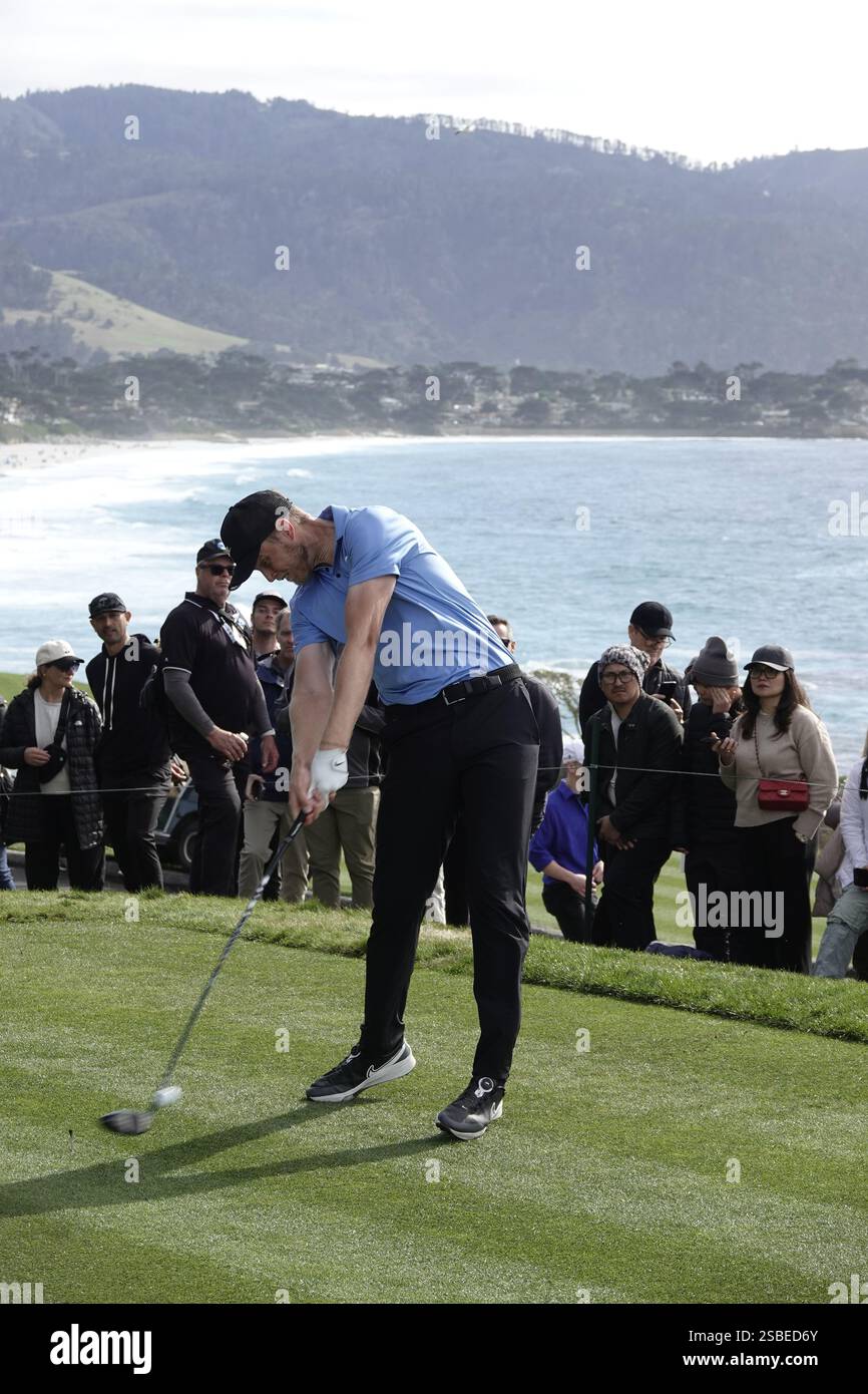 Pebble Beach, California, USA February 2nd, 2025 Cam Davis drives on