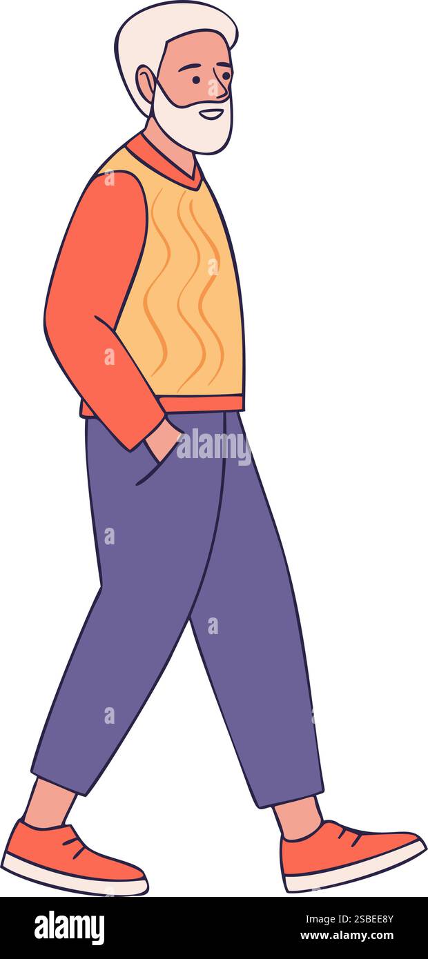 Elderly Man Walking Illustration Stock Vector Image & Art - Alamy