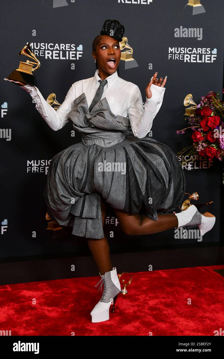 Doechii Rapping Doechii poses in the press room with the award for best rap album for ...