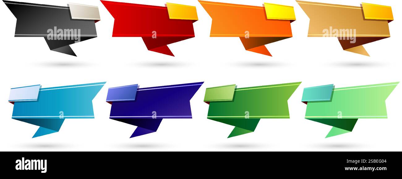 illustration eight Set of colorful label geometric banners isolated ...