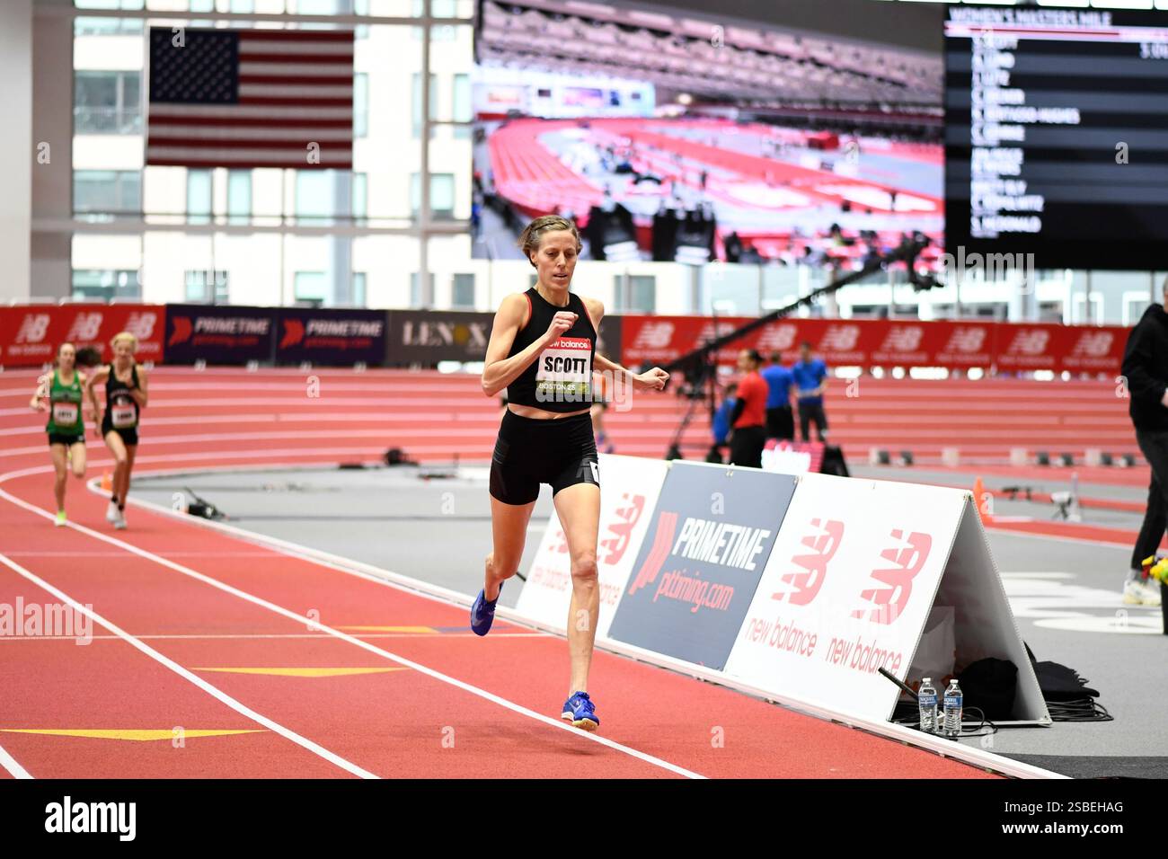 BOSTON, MA FEBRUARY 02 Sascha Scott runs in the women's masters mile