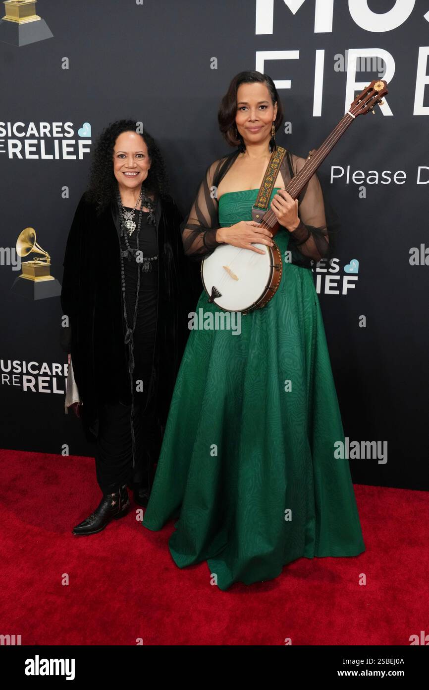 Alice Randall, left, and Rhiannon Giddens arrive at the 67th annual ...