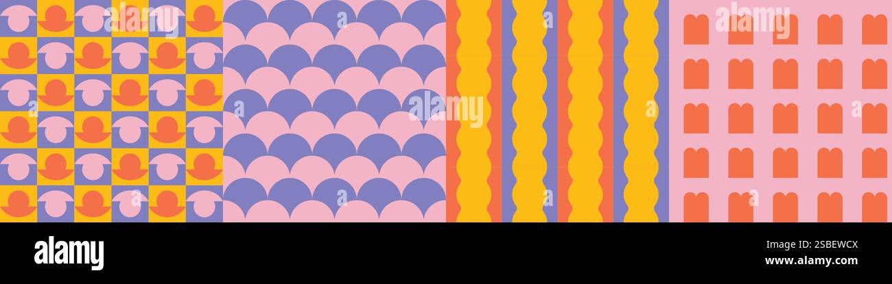 Seamless geometric pattern collection. Stock Vector