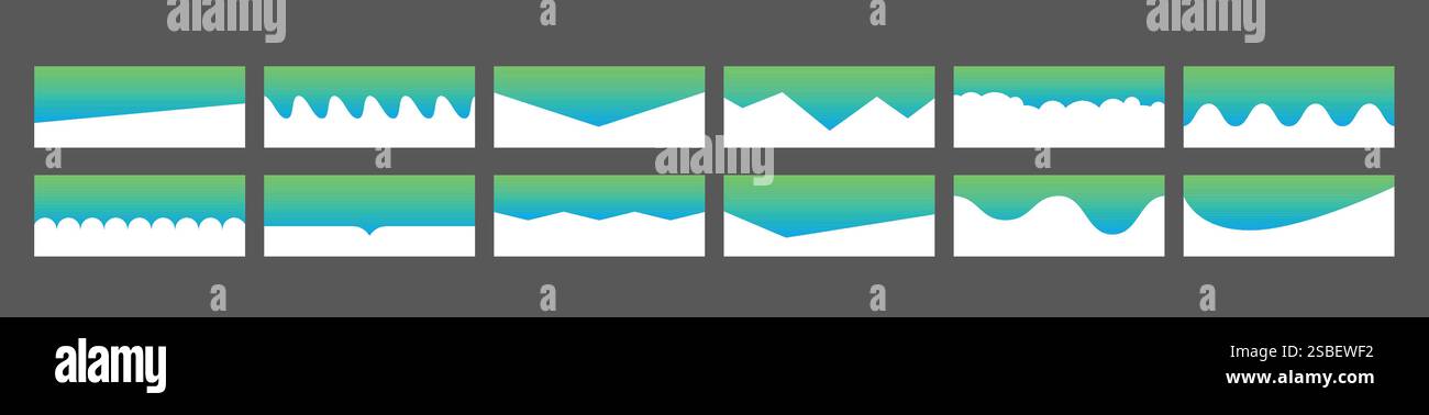 Green dividers shapes vector set. Stock Vector