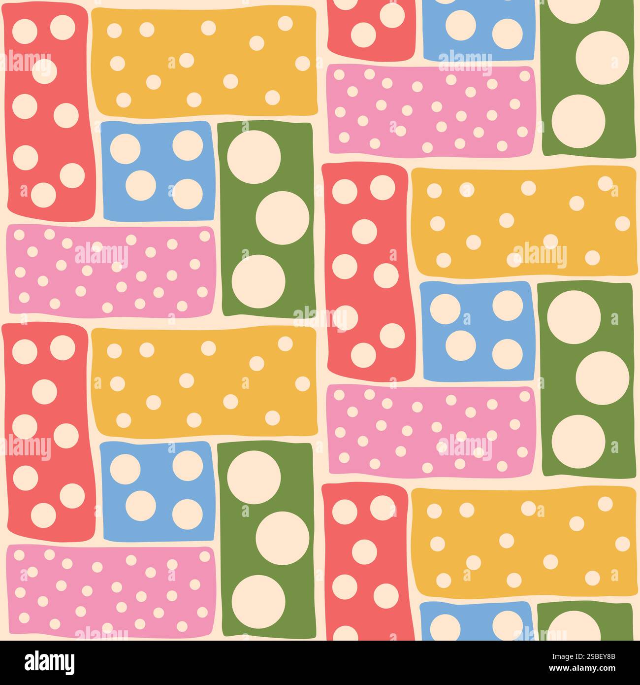 Polka dots seamless pattern. Circle confetti endless background. Birthday round elements repeat cover. Colorful chaotic spots continuous ornament. Sur Stock Vector