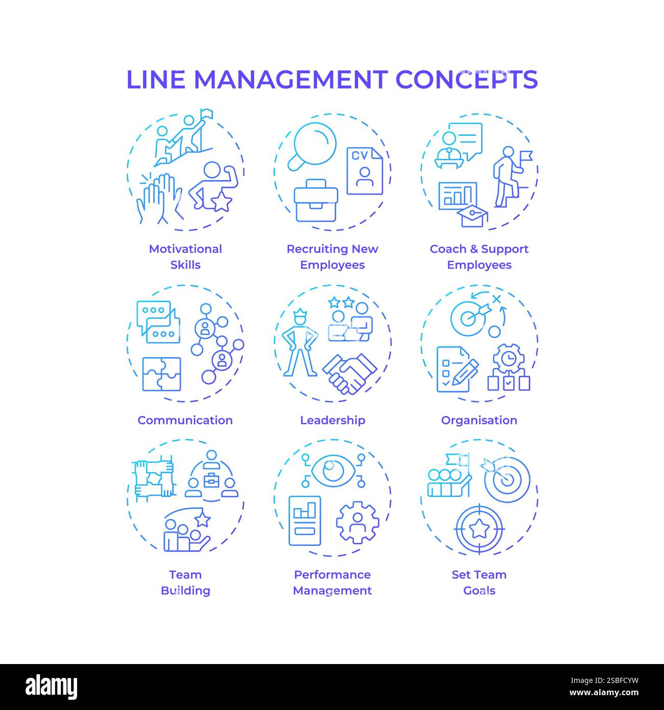 Line management blue gradient concept icons Stock Vector Image & Art ...