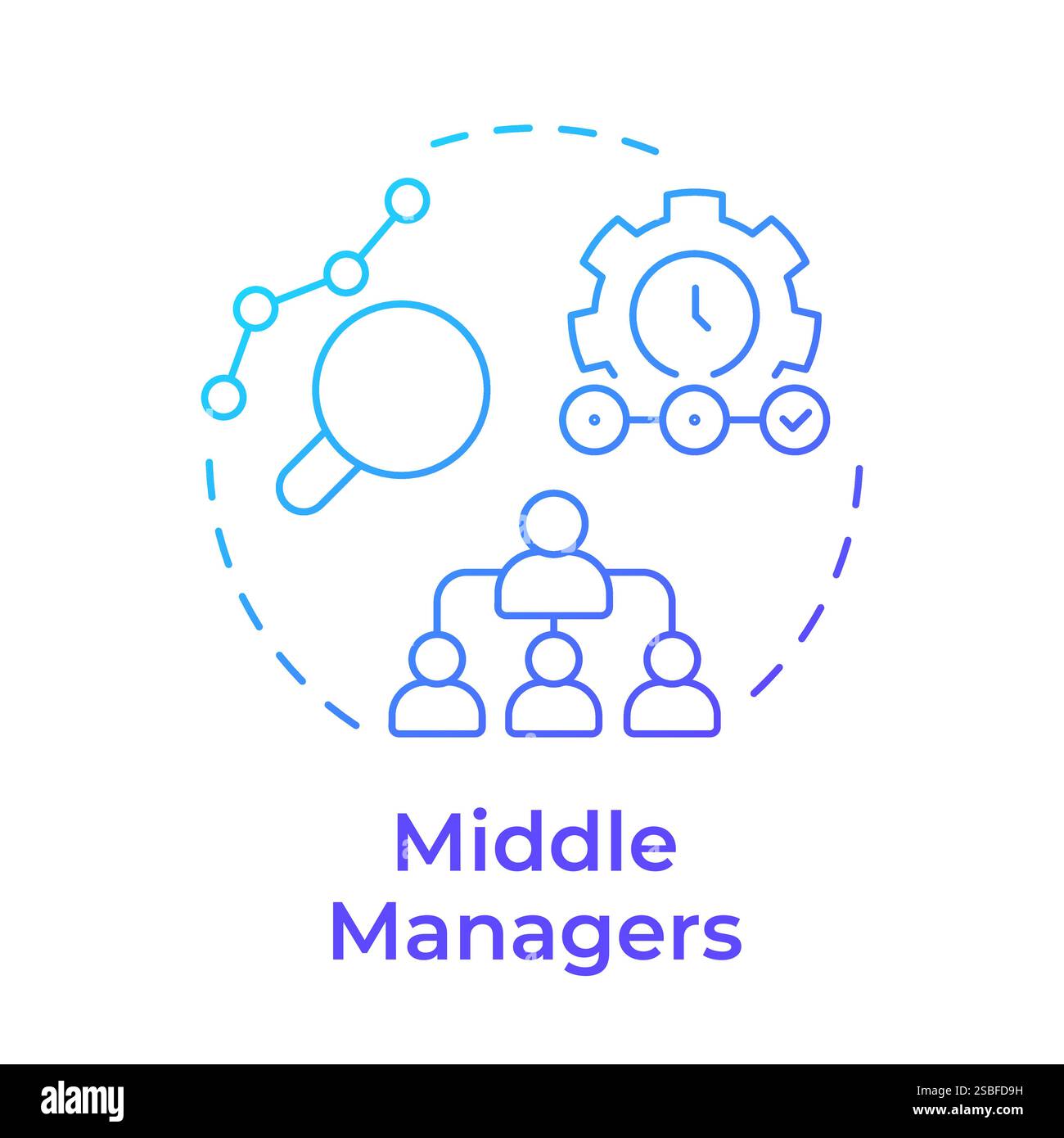 Middle managers blue gradient concept icon Stock Vector