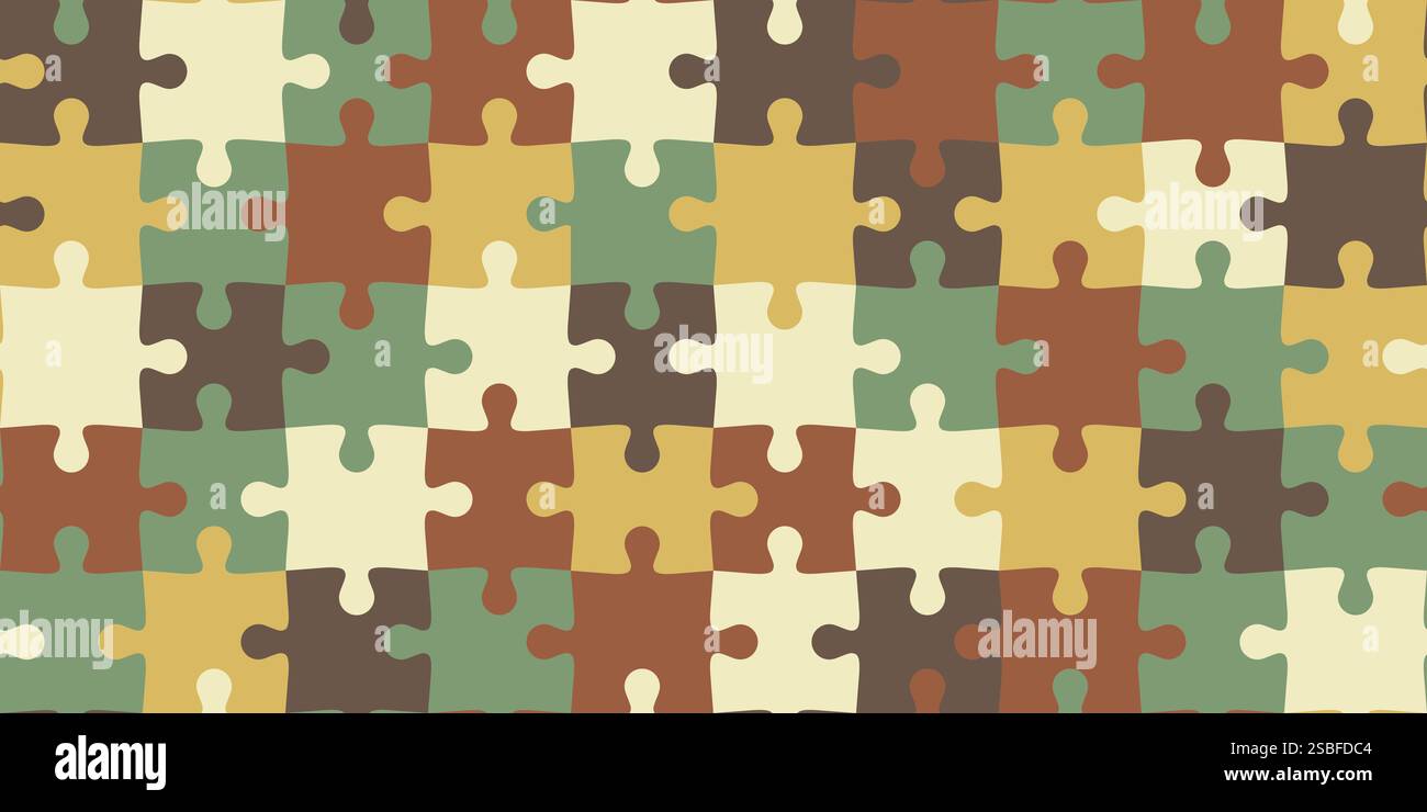 Jigsaw puzzle game seamless background: teamwork, solution and creativity concept Stock Vector