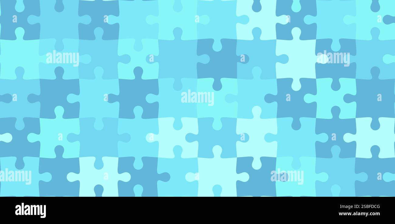 Jigsaw puzzle game seamless background: teamwork, solution and creativity concept Stock Vector