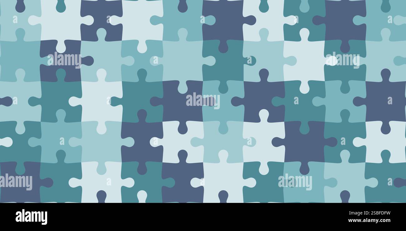 Jigsaw puzzle game seamless background: teamwork, solution and creativity concept Stock Vector