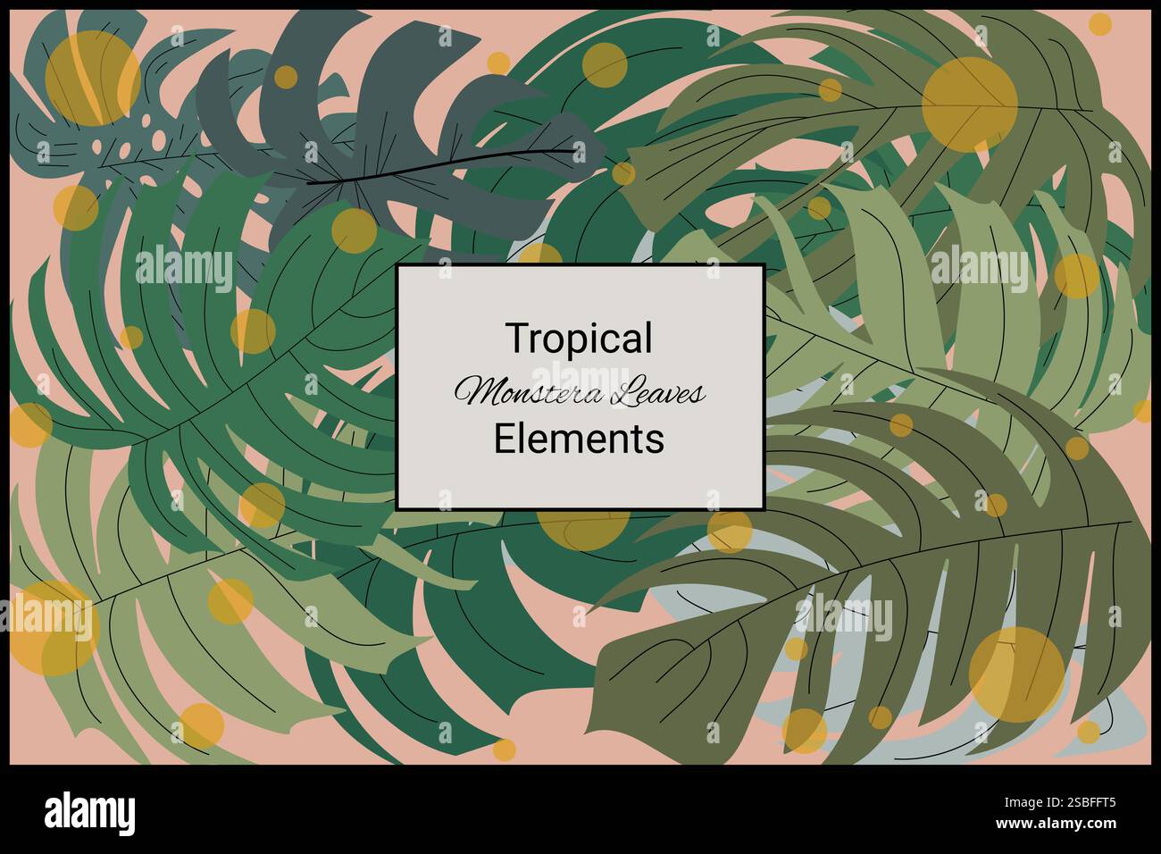 Monstera leaves tropical exotic design element abstract texture background Stock Vector