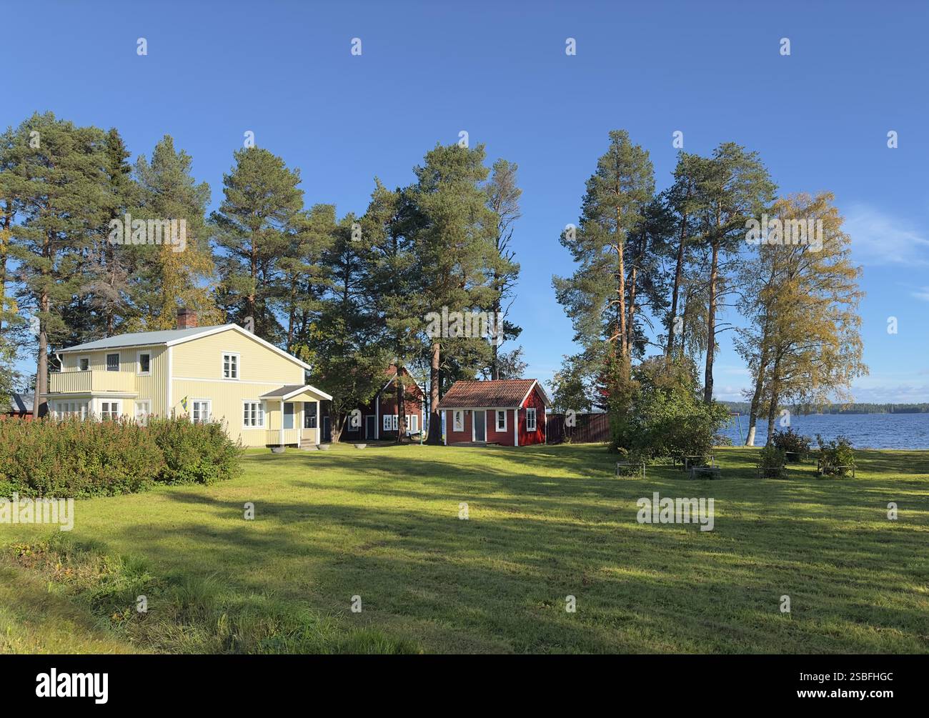 Golden autumn landscape of north Sweden Stock Photo