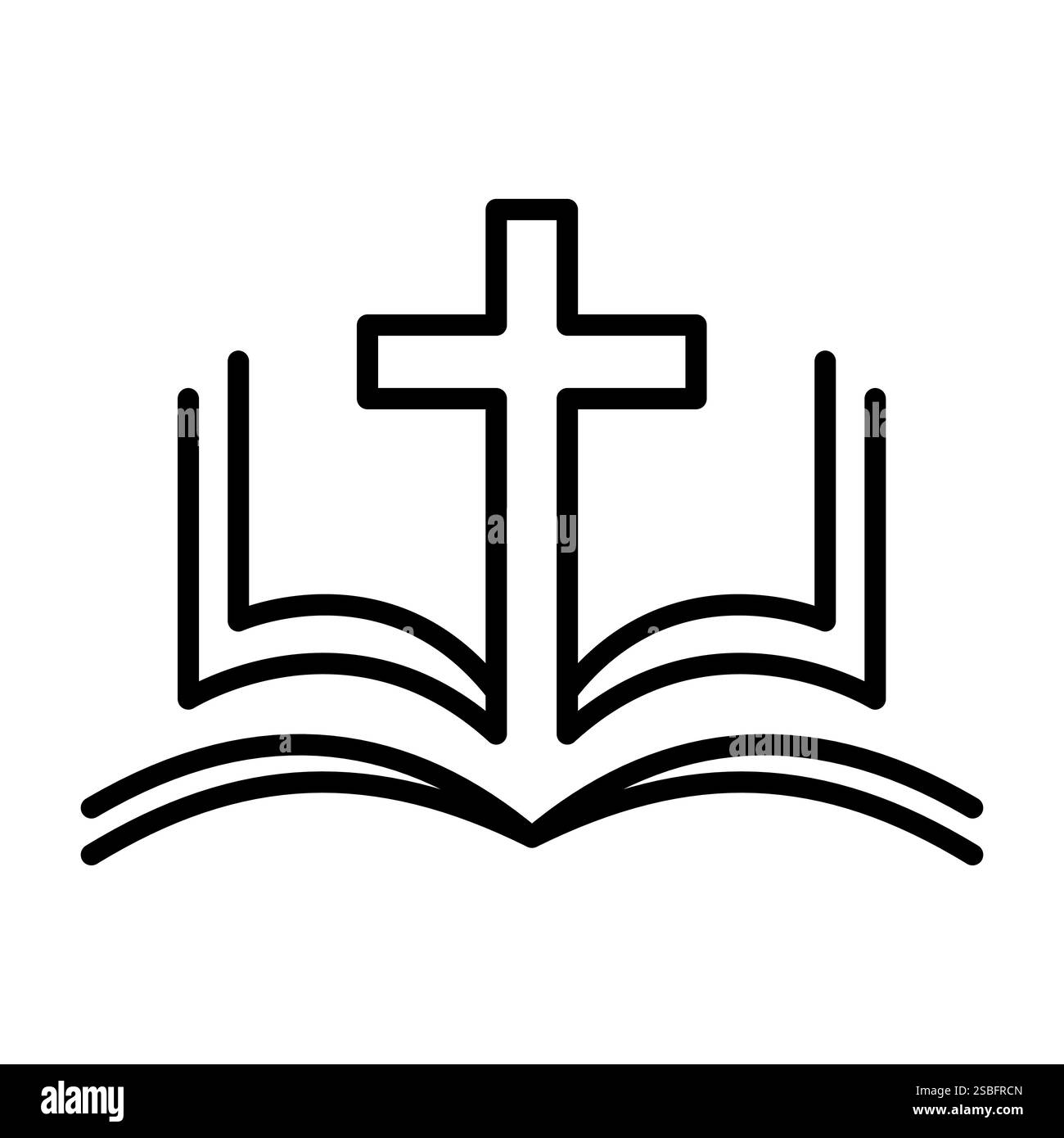 Religion icon. Simple black and white icon of christian cross standing ...