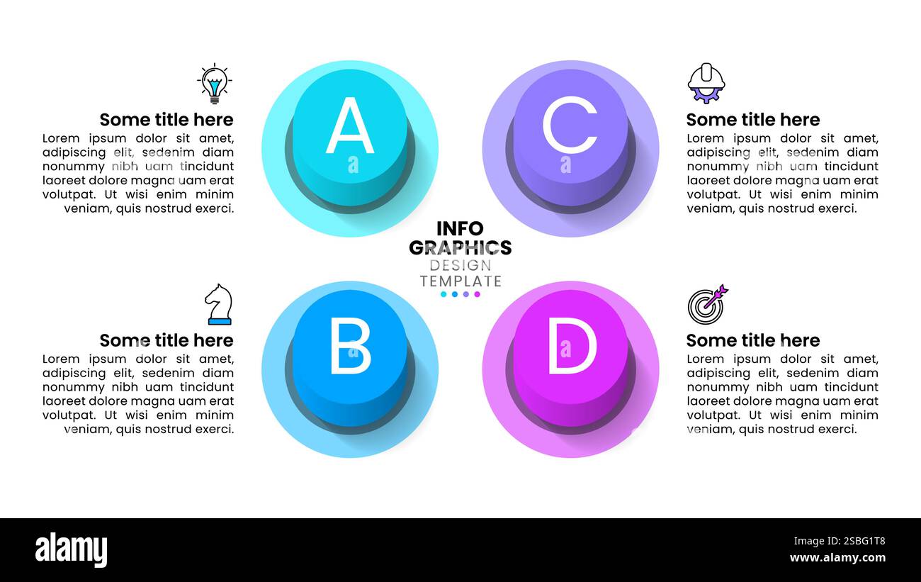 Infographic template with icons and 4 options or steps. Buttons. Can be ...