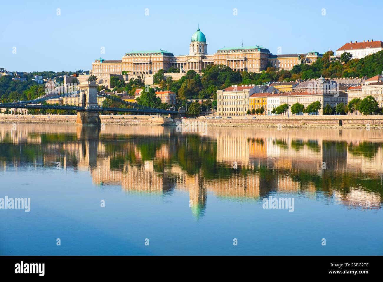 View of Budapest with Buda Castle and the Szechenyi Chain Bridge ...
