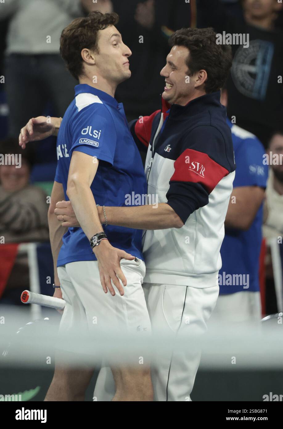 Ugo Humbert of France celebrates his victory against Joao Fonseca of