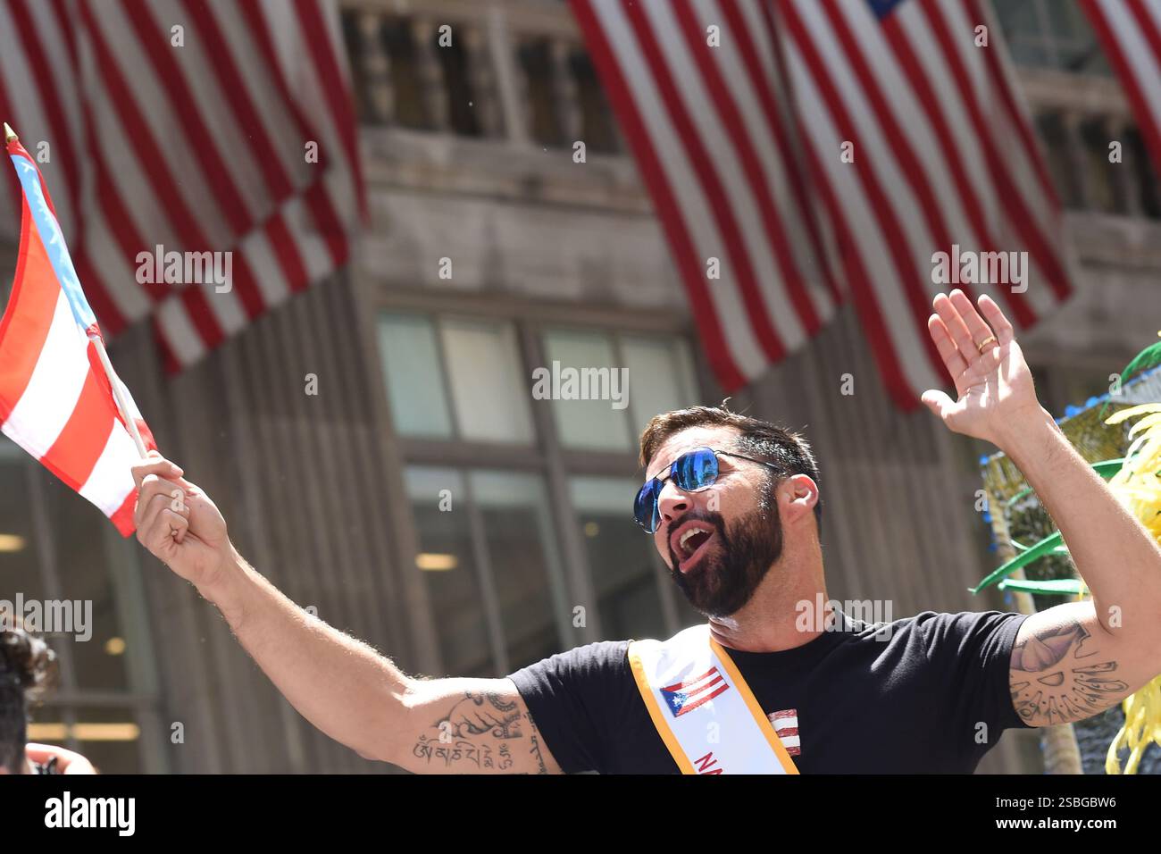 Ricky Martin marching in the National Puerto Rican Day Parade on Fifth ...