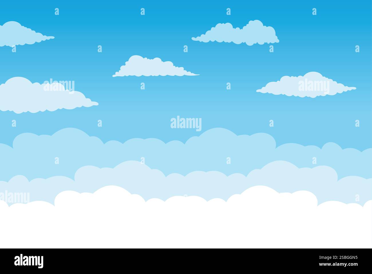 Sky with Clouds illustration in flat style. Sky and clouds background Stock Vector