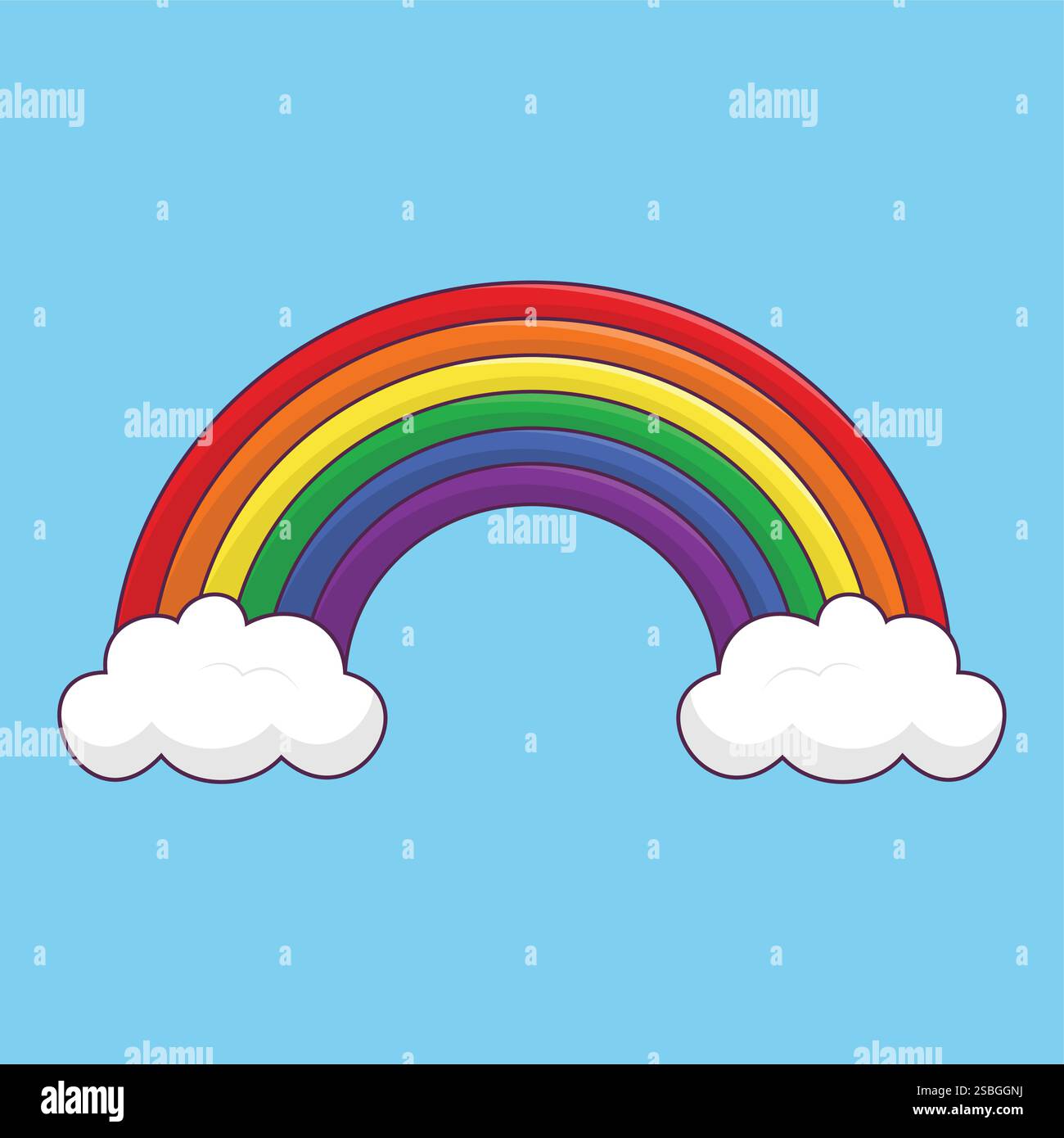 Rainbow Flat style with clouds Stock Vector