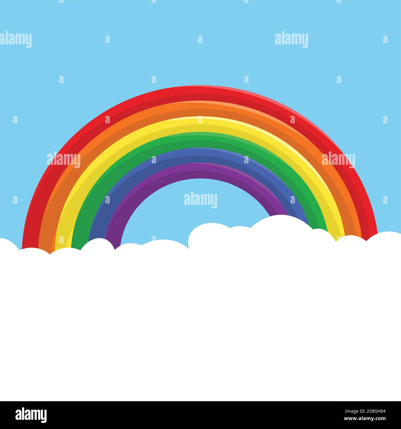 Rainbow Flat style with clouds Stock Vector