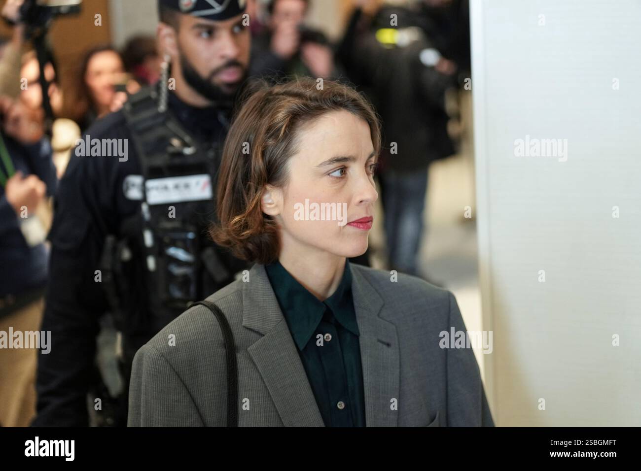 French actor Adele Haenel arrives at the courthouse in Paris, Monday ...
