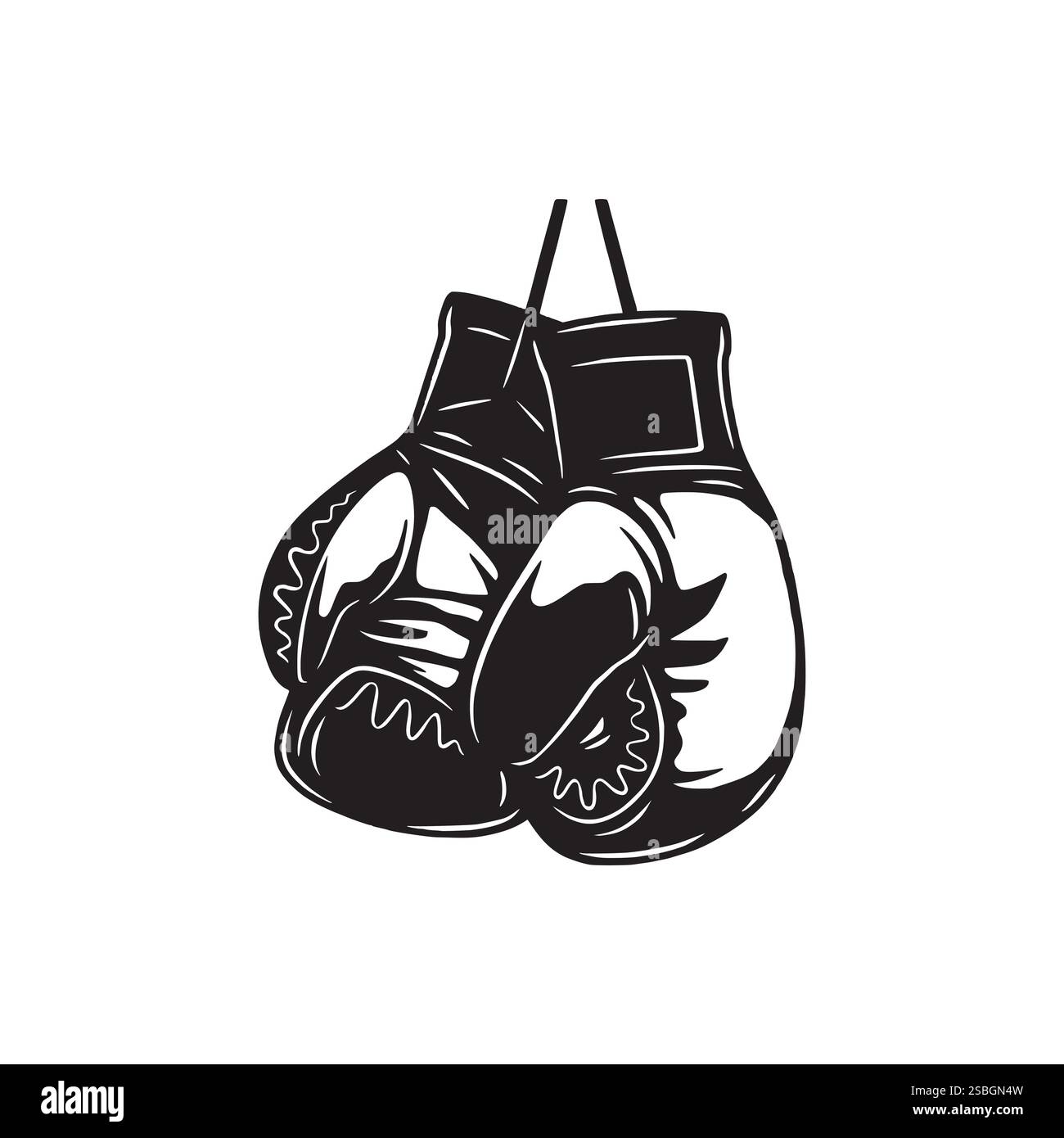 Hanging boxing gloves concept. Boxer gloves design illustration, vector. Stock Vector