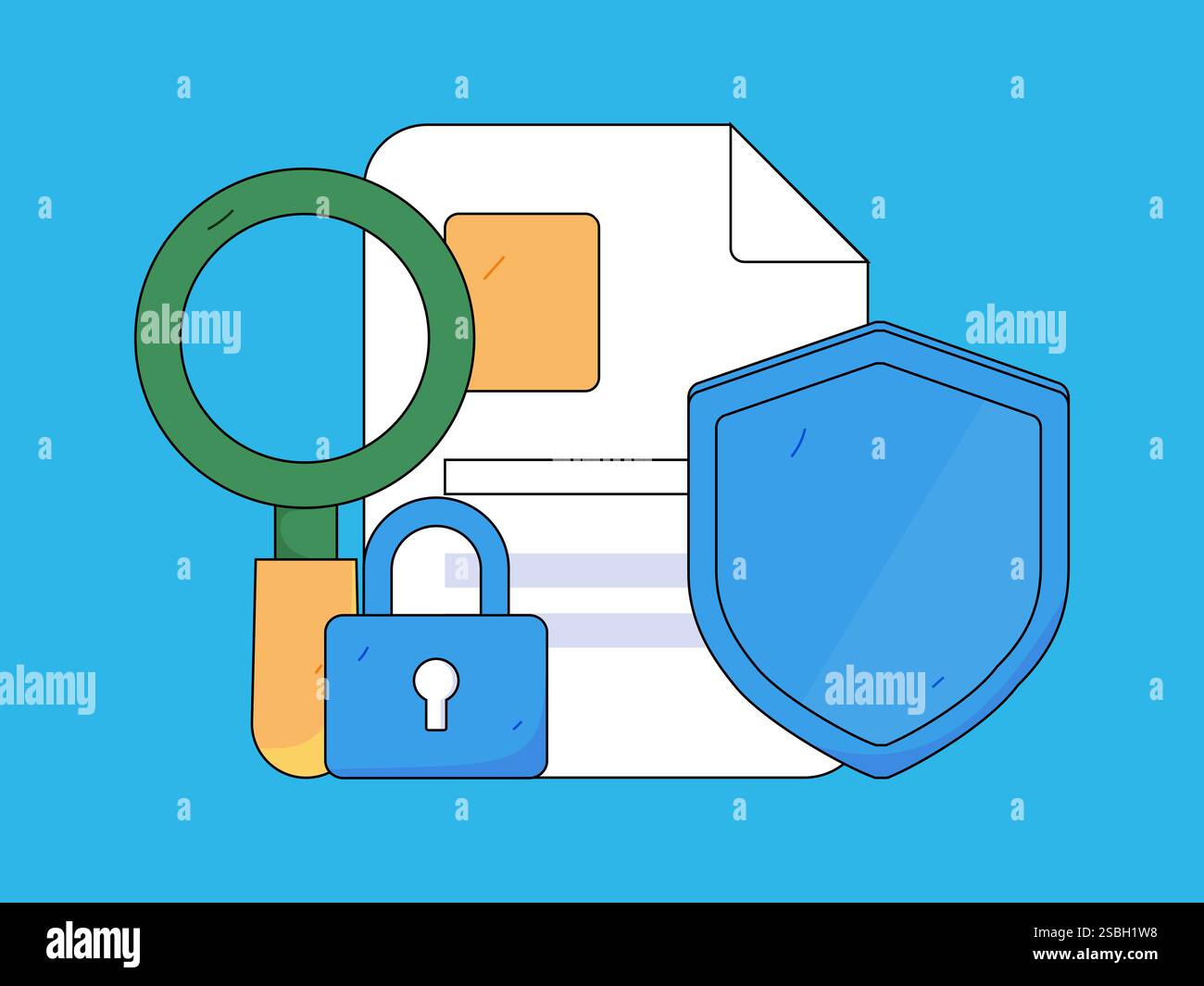 Protect intellectual property flat vector concept operation hand drawn illustration Stock Vector