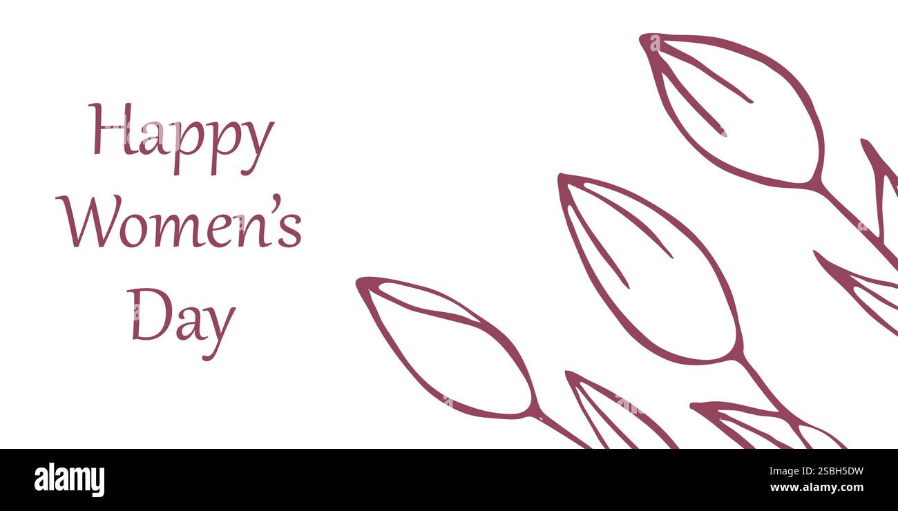 Happy Women Day Greeting with Floral Illustration in Minimalist Design ...