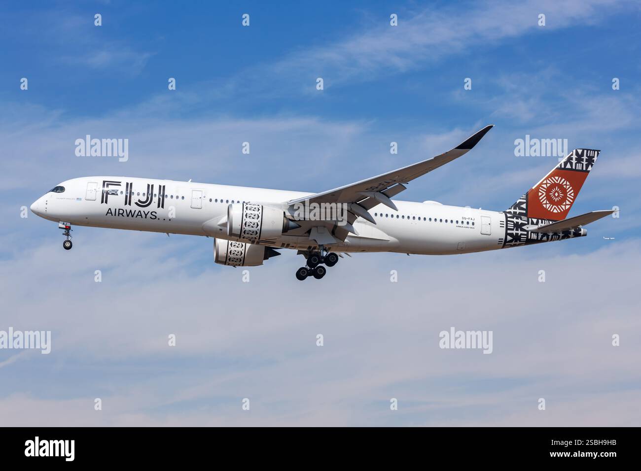 Fiji Airways Airbus A350-900 with registration DQ-FAI shown