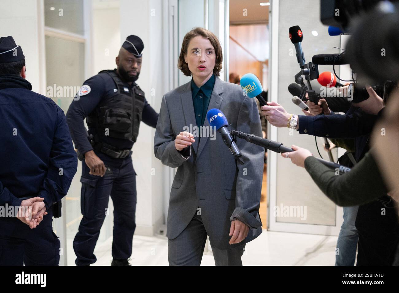 Paris, France. 03rd Feb, 2025. French actress Adele Haenel leaves after ...