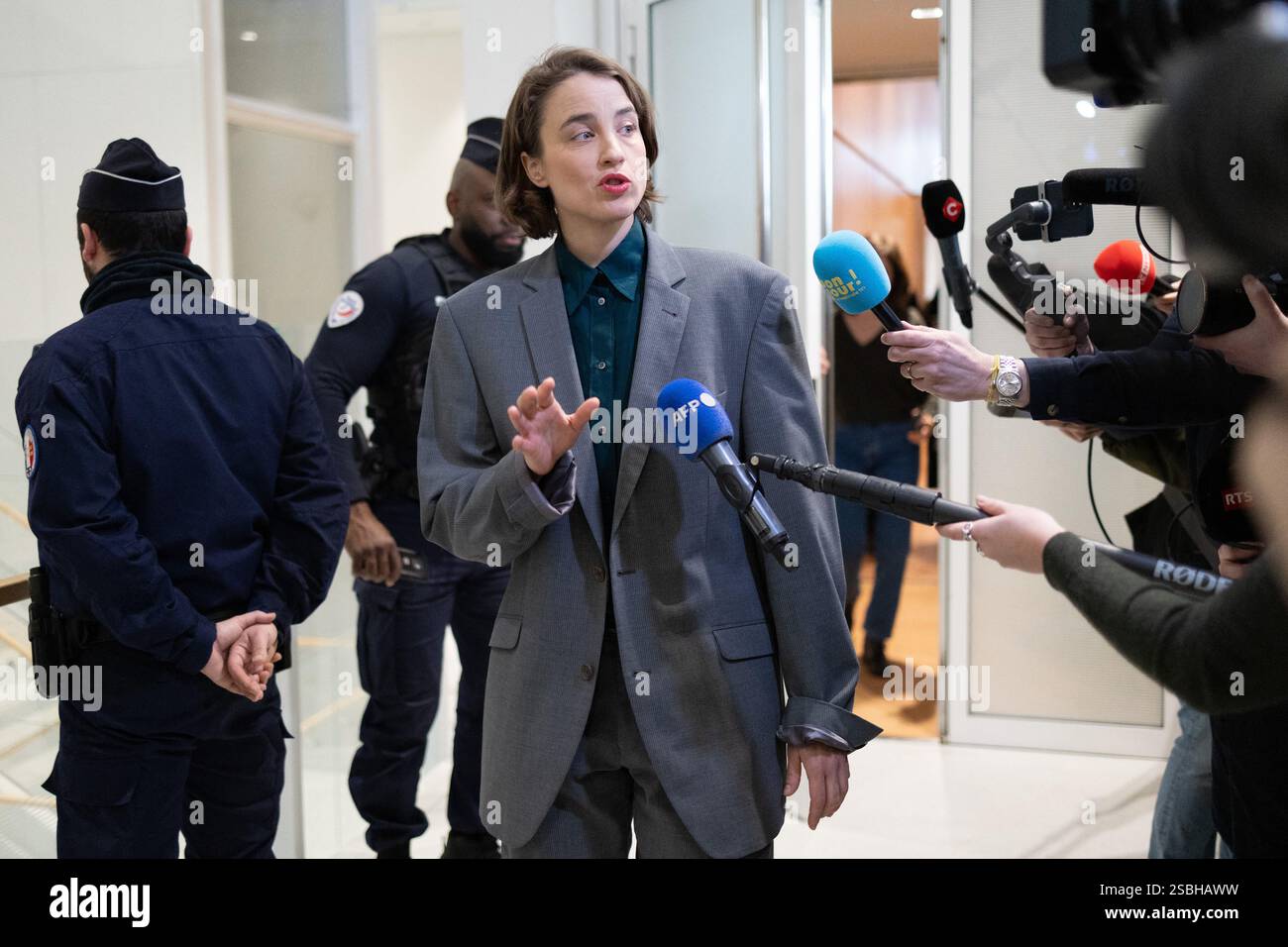 Paris, France. 03rd Feb, 2025. French actress Adele Haenel leaves after ...