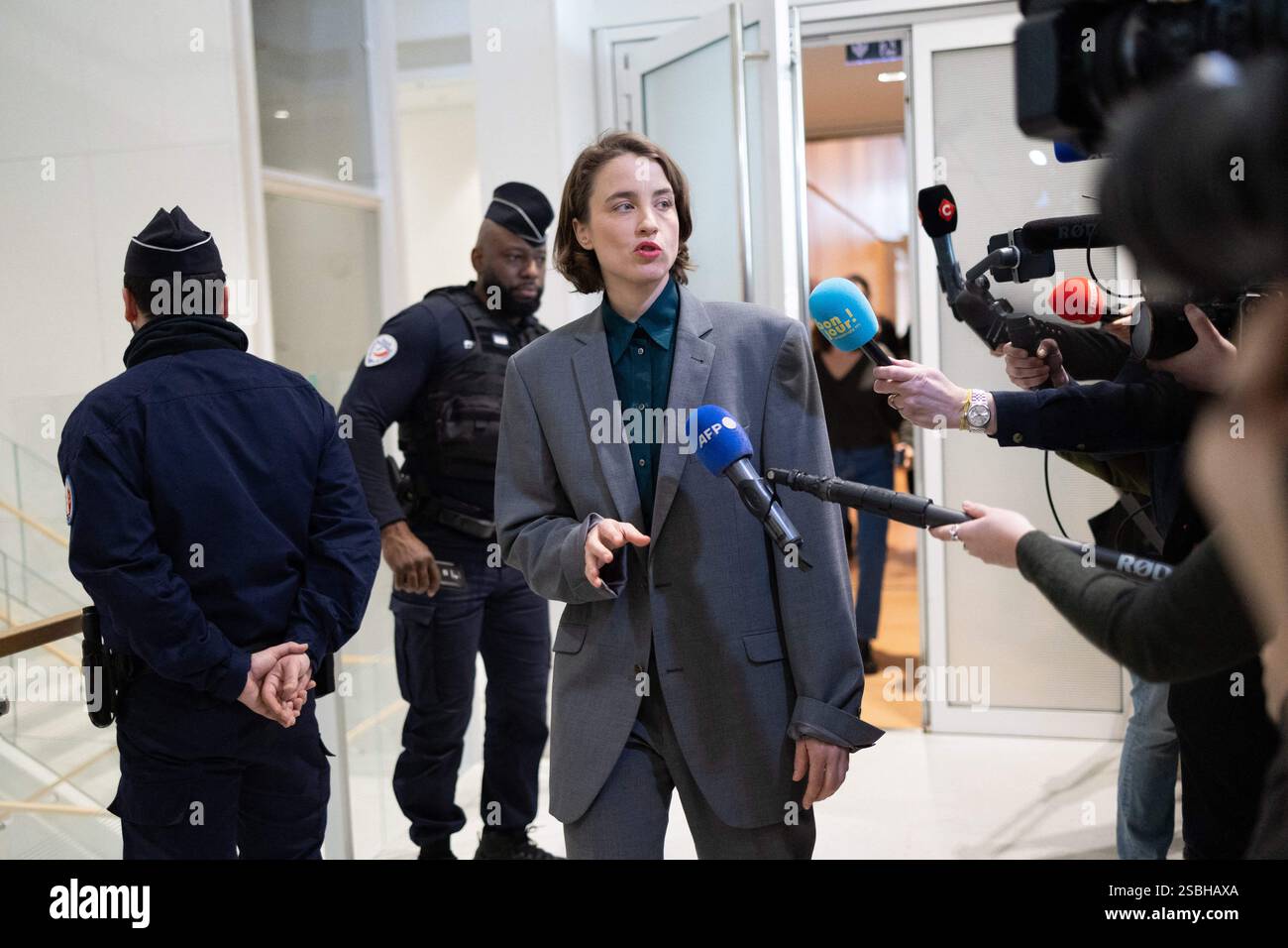 Paris, France. 03rd Feb, 2025. French actress Adele Haenel leaves after ...