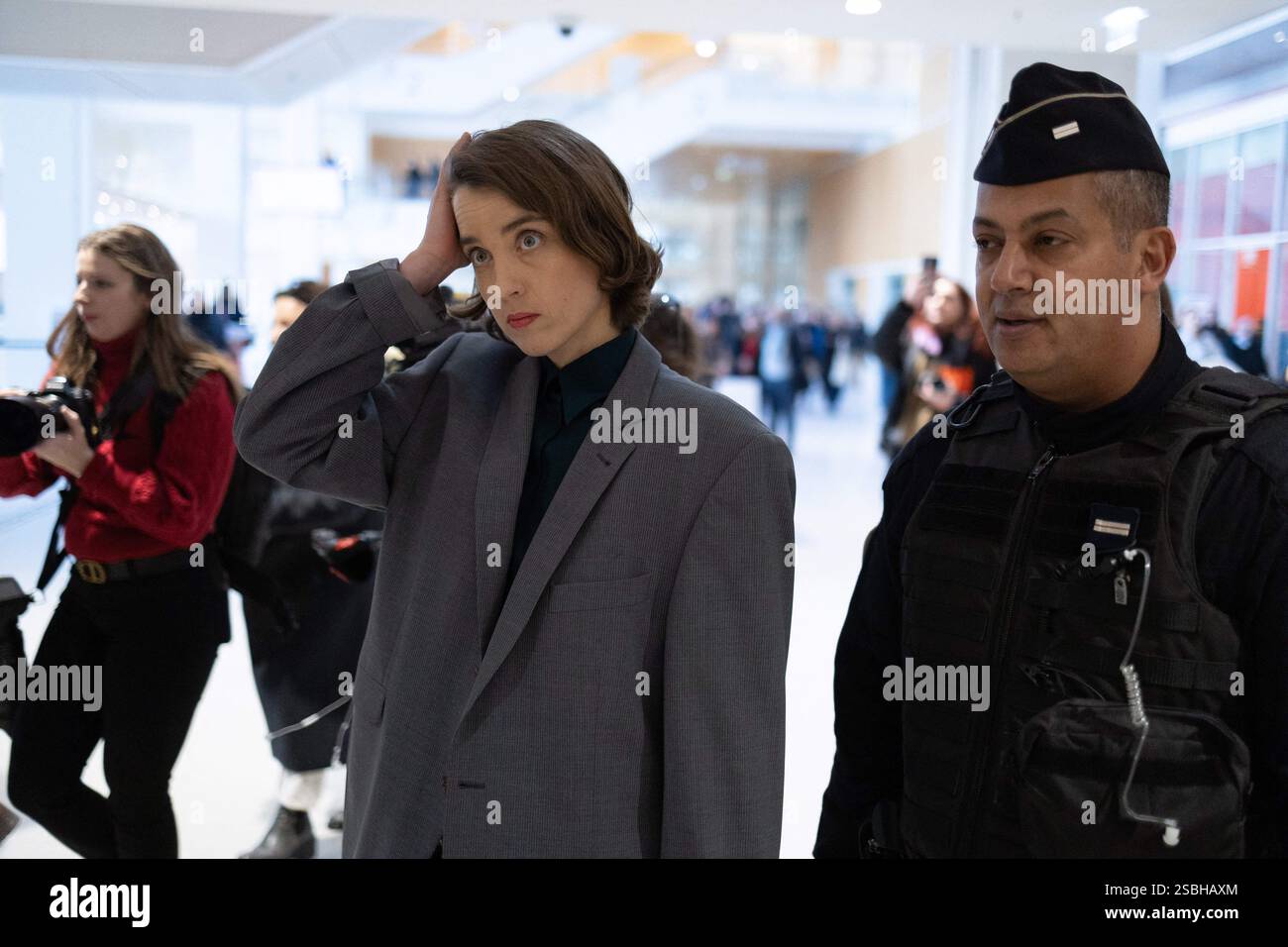 Paris, France. 03rd Feb, 2025. French actress Adele Haenel leaves after ...