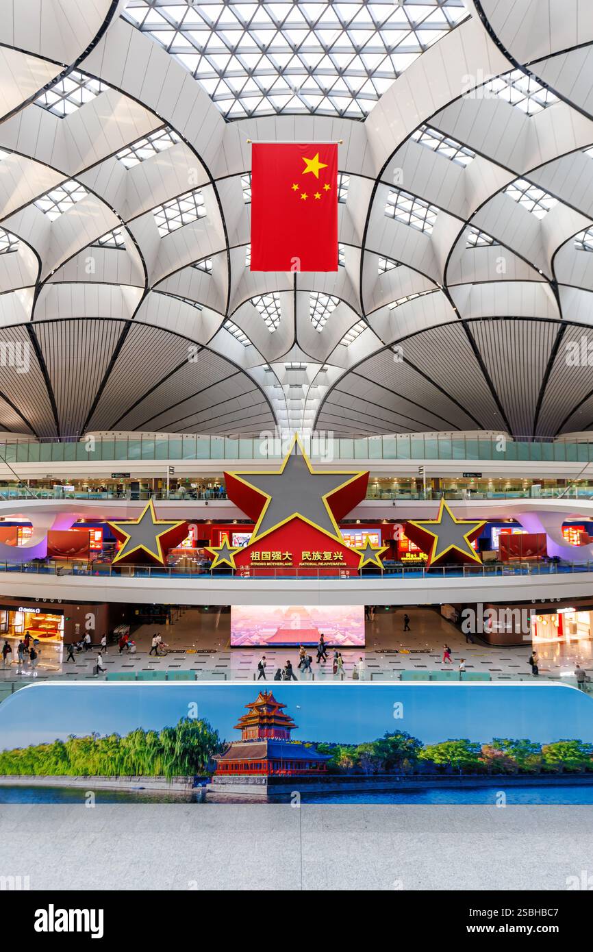 Beijing, China - April 13, 2024: Daxing New International Airport Terminal in Beijing, China. Stock Photo