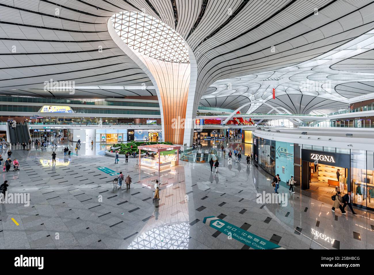 Beijing, China - April 1, 2024: Daxing New International Airport Terminal in Beijing, China. Stock Photo