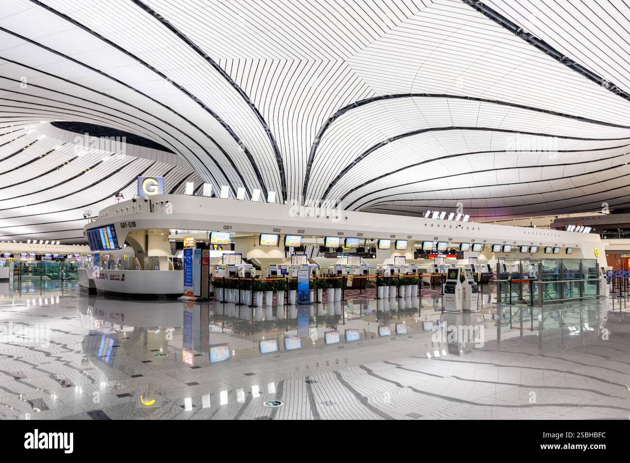 Beijing, China - April 11, 2024: Daxing New International Airport Terminal in Beijing, China. Stock Photo