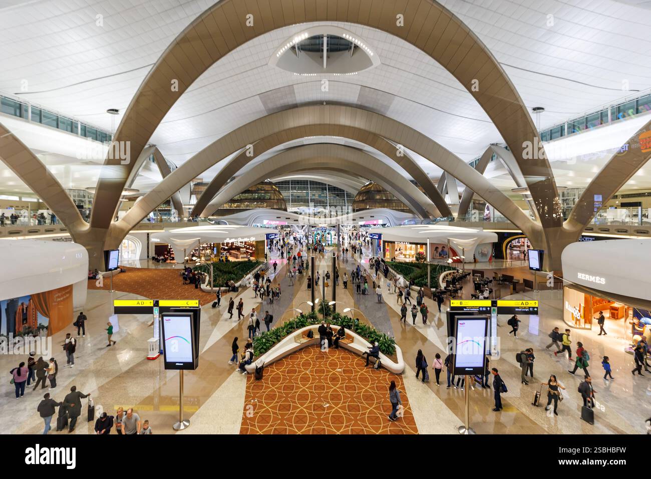 Abu Dhabi, United Arab Emirates - March 30, 2024: Zayed International Airport Terminal in Abu Dhabi, United Arab Emirates. Stock Photo