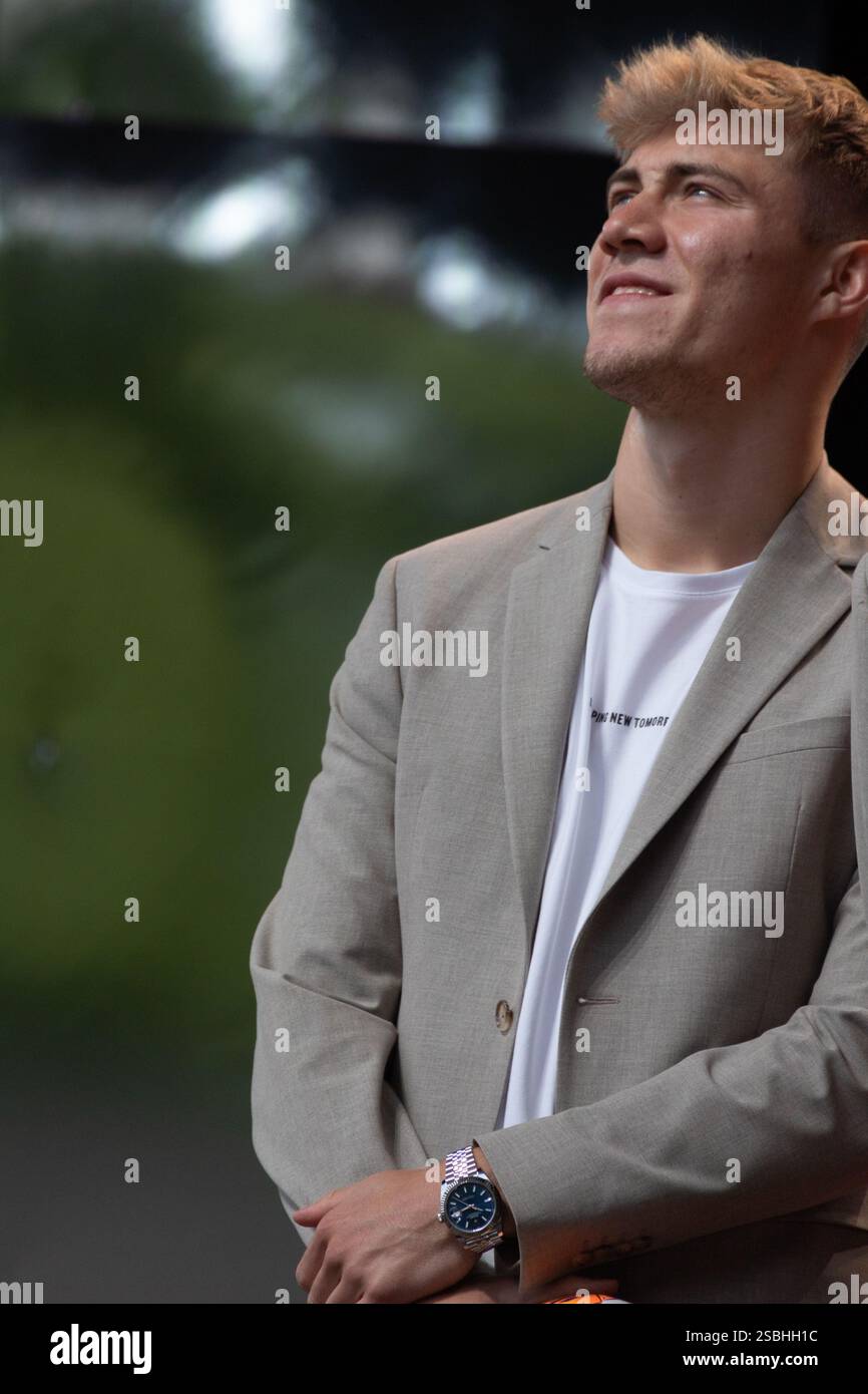 Copenhagen, Denmark. 10th June, 2024. Denmark's Rasmus Højlund seen on ...